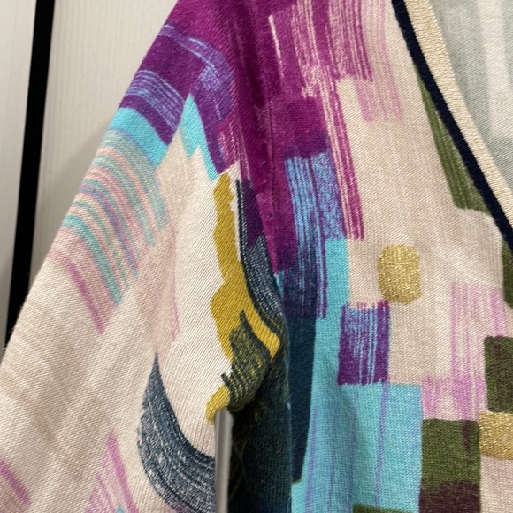 Unique Venini cardigan sweater with bright patterns gold buttons size Small - Picture 4 of 9